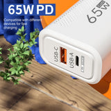 65W GaN Charger USB C Fast Charging Type C PD Quick Charger 3.0 Wall Adapter For iPhone Xiaomi Samsung Oneplus POCO EU/US Plug