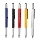 Multi-function Tool Pen Spirit Level Scale Touch Screen 6 In1 Metal Ballpoint Pen Multifunctional Metal Pen Screwdriver
