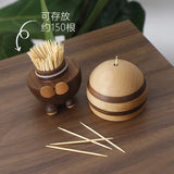Toothpick Bottle Moisture-proof Solid Wood Sculpture Bee Toothpick Barrel Miniature Creative Cute Ornaments Holiday gifts