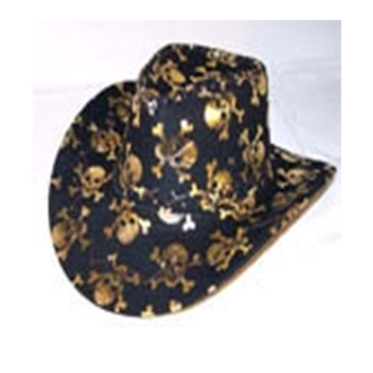 Wholesale Skull X Bone Gold Cowboy Hat Edgy and Stylish Western Headwear(Sold by the piece)