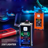 D2407GG Stylish USB Rechargeable Electric Lighter Cool Windproof Dual ARC Plasma Lighters for Men Outdoor Camping Gadgets Fire Starter