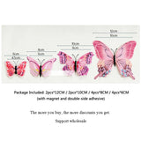 1607BA New Style 12Pcs Double Layer 3D Butterfly Wall Stickers Home Room Decor Butterflies For Wedding Decoration Magnet Fridge Decals