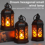 2307BA Electronic Candle Light High Brightness Flicker Free Battery-Operated Retro Design Halloween Desk Lantern Lamp Decor For Camping