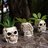 2307BA Creative Ghost Skull for Flower Pot /Pen Holder/Placement Office Desk Balcony Ornament Home Decorations Halloween Decoration