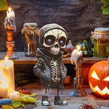 2307BA Halloween Skeleton Figurines Super Cool Resin Hand Statue Halloween Skull Horrible Ornaments for Home Desk Decor Car Display