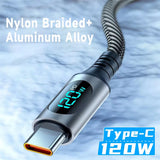 NNBILI Aluminum alloy 6A 120W USB A to Type C Digital Display Cable