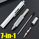 7-in-1 Multifunctional Screen Touch Ballpoint Pen Capacitive Pen with Screwdriver Scale Level Pens Gadgets Construction Tools