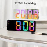 9 Colors Dynamic RBG Digital Alarm Clock Date 3 Levels Volume Snooze Table Clock 4 Levels Brightness 12/24H Electronic LED Clock