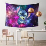 1607BA Disney Stitch Cute Cartoon Tapestry Wall Art Tapestry Wall Hanging Home Decoration Bedroom Living Room Dormitory Background Gift