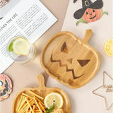 1707BA Halloween Pumpkin Tray Wooden Food Fruit Snack Storage Plate Home Decoration  Halloween Party Supples Kitchen Accessories