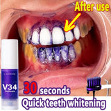 V34 Pro Smile Removal Plaque Stain Teeth Whitening Toothpaste Purple Corrector Enamel Care Easy Reduce Yellowing Oral Clean Care