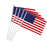 5pcs USA Stick Flag, American US 5x8 inch HandHeld Mini Flag ensign 30cm Pole United States Hand Held Stick Flags banner