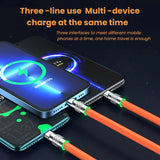 120W 6A 3 in 1 Fast Charging Type C Cable Micro USB