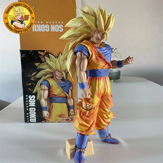 32cm Dragon Ball Z Goku Figure Ssj3 Dbz Super Saiyan 3 Anime Figures Pvc Statue 2 Arms Action Figurine Model Halloween Toys Gift