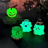 2307BA Figurine Miniature Funny Luminous Ghost Micro Landscape Ornaments Mini Figurines for Halloween Decorations Home Desk Room Decor