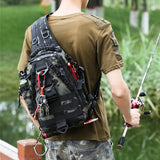 Outdoor Fishing Tackle Bag Waterproof Hiking Cycling Travel Backpack Shoulder Tactical Bag Chest Pack Fish Lures Tools Rucksack