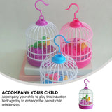 1607TA Electric Voice-activated Birdcage Toy Luminous Simulation Birdcage Child Birds Decor Table Ornament Plastic Sound Activate Toys