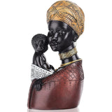 African Women Statues Mother Son Sculpture Desk Decor Figurines Resin Bust Sculpture  For Living Room Desktop Shelf Mother Gift