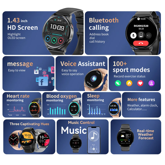 AMOLED Display Hi-Fi Bluetooth Smartwatch