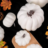 1707BA Set Of 12 Pieces Faux Pumpkins White Halloween Fall Decoration Garden Indoor Outdoor Decoration Large Garden Foam Pumpkin