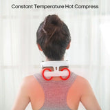4-head Cervical Massager Strength Adjustment USB Charging Intelligent Voice Heating Neck Massager Neck Care White