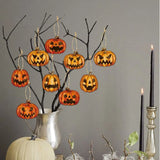 1707BA Hanging Pumpkin Halloween Pumpkin Pendant With Rope Ghost Faced Pumpkin Hanging Paper Double-sided Jam Pumpkin Pumpkin Lantern