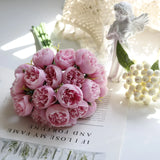 1607BA Rose Pink Peony Artificial Flowers Silk Bouquet 27heads Roses Fake Flower for Table Vase Arrange Home Wedding Decoration Flowers