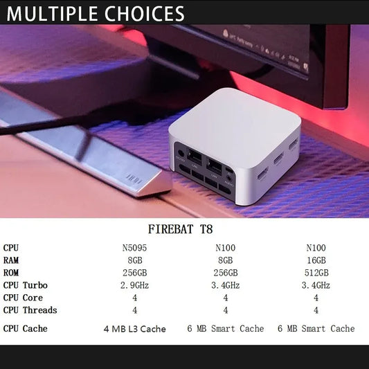 FIREBAT T8 Pro Plus Mini PC Intel Celeron N5095 N100 Desktop Gaming Computer