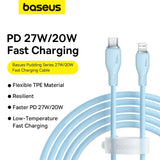 Baseus USB C Cable For IPhone 14 13 12 11 pro Max XS 20W Fast Charging Cable Type C Date Wire For iPad Macbook TPE