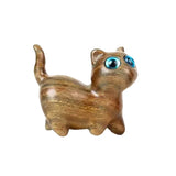 1109BA Miniature Figurine Cat decor green sandalwood Cute Wooden Cat desk accessories Home interior decoration Holiday gift souvenirs