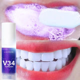 New V34 Pro Whitening Toothpaste Removal Plaque Stain Purple Corrector Teeth Enamel Care Easy Reduce Yellowing Oral Clean Care