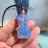 1pc Natural Crystal Pendant Women's Body Model Necklace Sexy Gem Jewelry Sweater Chain Energy Rose Quartz Gift