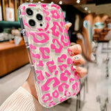 Rose Leopard Transparent Pattern Phone Case For iPhone 15 Pro Max Cases iPhone 14 13 12 11 XS X XR 7 8 Plus Shockproof Cover