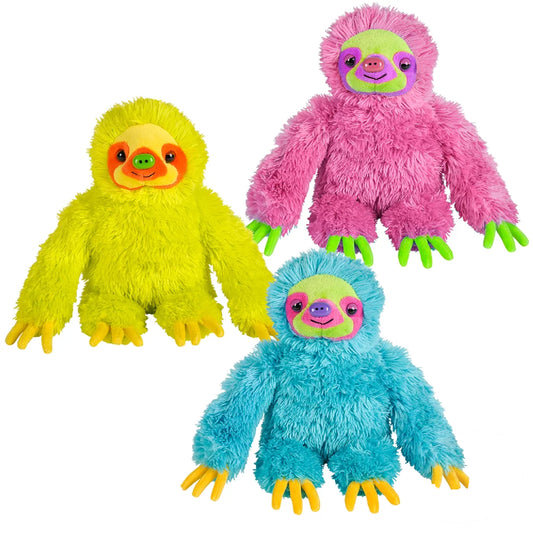 Sloth Neon Plush Stuffed Kids Toys In Bulk- Assorted