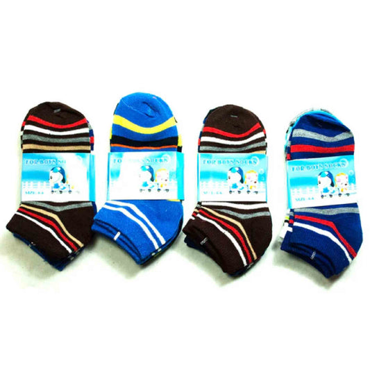 Bulk Comfort Stripe Ankle Socks For Little Boy's - Assorted