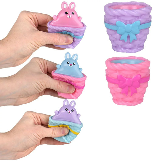 Squeezy & Pop Up Bunny Basket Kids Toy In Bulk - Assorted