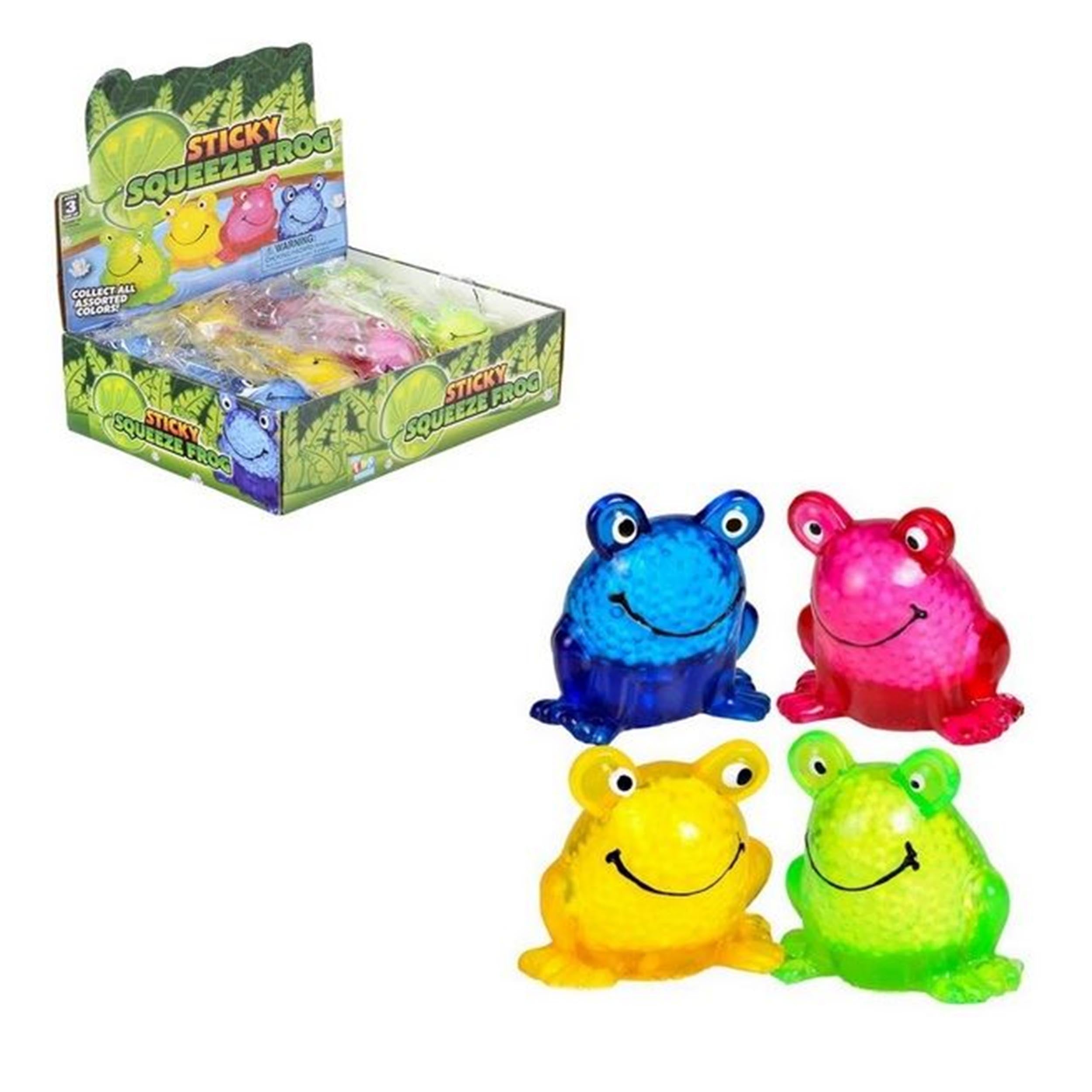 Assorted Color Squeeze Sticky Frogs Mini Sticky Frog Toys Size: 2.5 inches (MOQ-12)