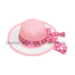 Wholesale Little Girls Polka Dot Straw Hats - Assorted
