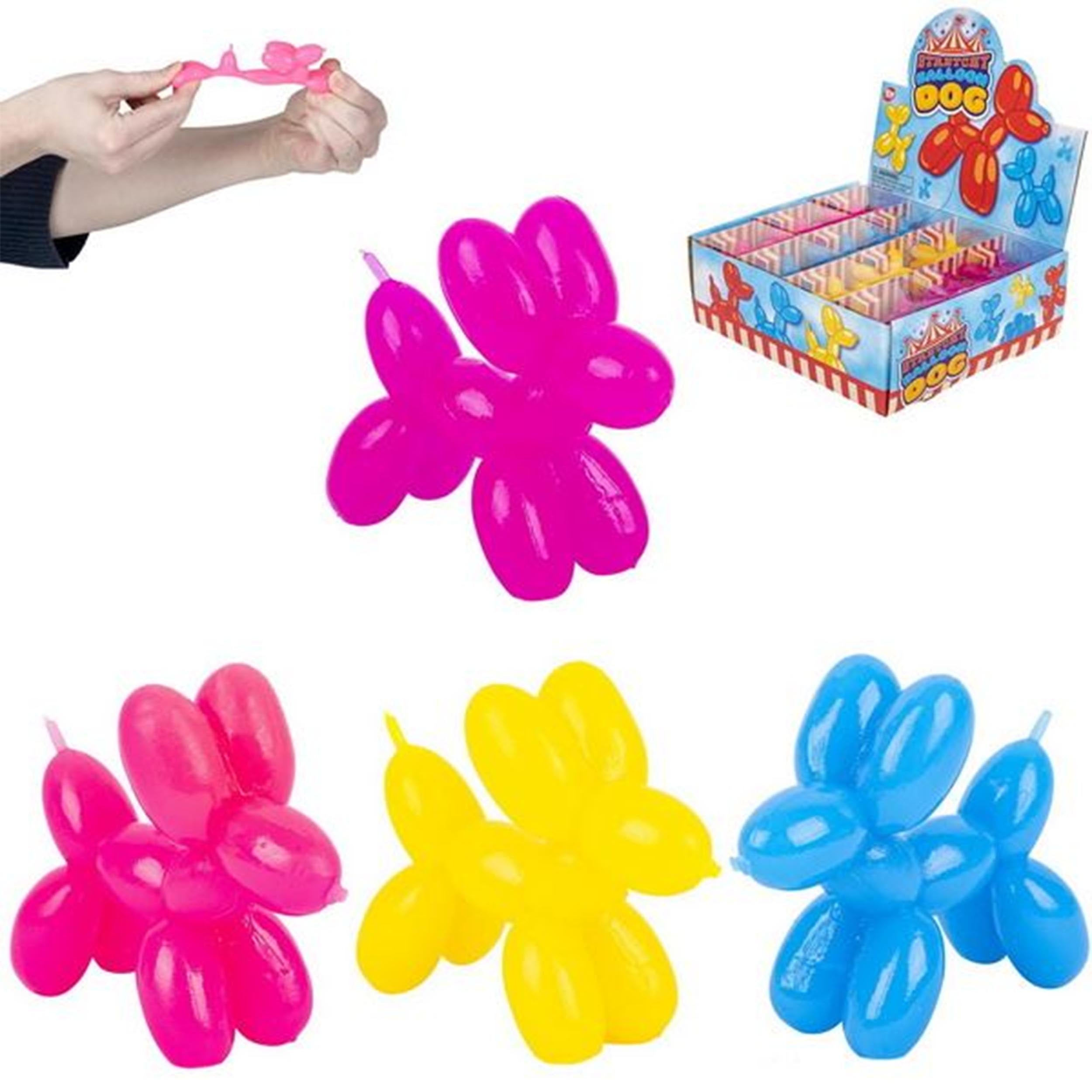 4 STRECHY BALLOON DOG - Party Favor Stretch Rubber Chid Toy - Assorted  Colors!