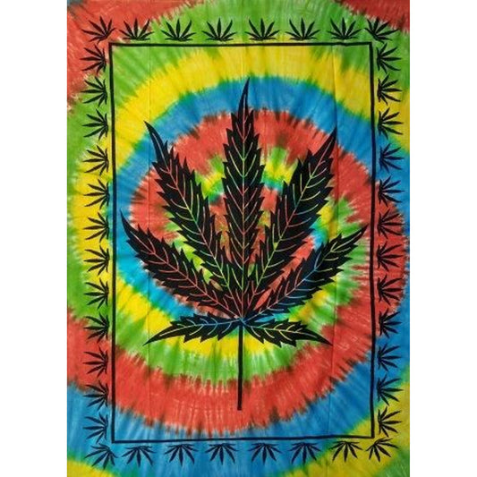 Beautiful Design Tie Dye Marijuana Leaf Multicolor Tapestry 55" x 83 (Sold By Piece)