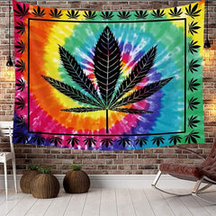 Beautiful Design Tie Dye Marijuana Leaf Multicolor Tapestry 55" x 83 (Sold By Piece)