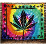 Beautiful Design Tie Dye Marijuana Leaf Multicolor Tapestry 55" x 83 (Sold By Piece)