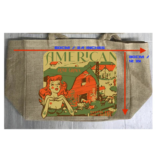 New American Homegrown Marijuana Burlap Tote Bag - Proudly Eco-Friendly (Sold By Piece)