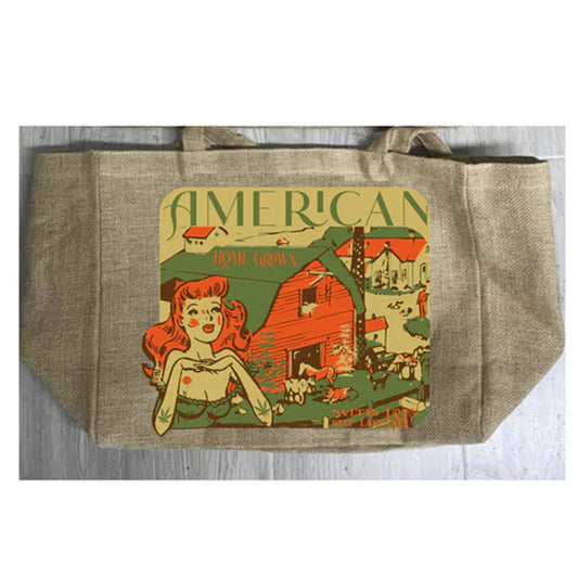 New American Homegrown Marijuana Burlap Tote Bag - Proudly Eco-Friendly (Sold By Piece)