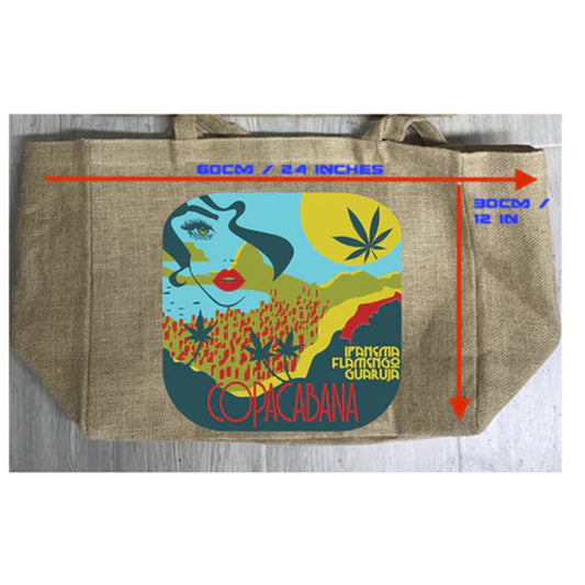 New Copacabana Marijuana Burlap Tote Bag - Stylish and Eco-Friendly (Sold By Piece)