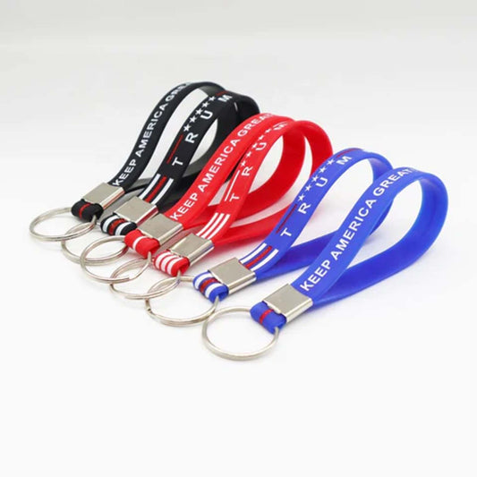 Trump Silicone Bangle Key Chain Bracelet Trump 2020, Make America Great Again ( sold by the piece, 3 pack or dozen )