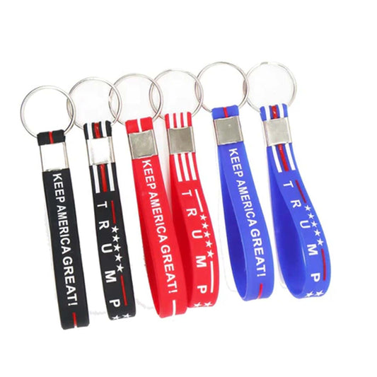 Trump Silicone Bangle Key Chain Bracelet Trump 2020, Make America Great Again ( sold by the piece, 3 pack or dozen )