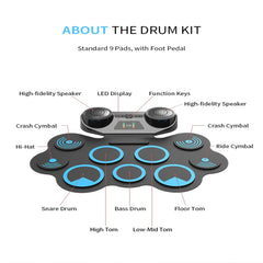 USB Electronic Drum Set with Headphone Jack Dual Speaker