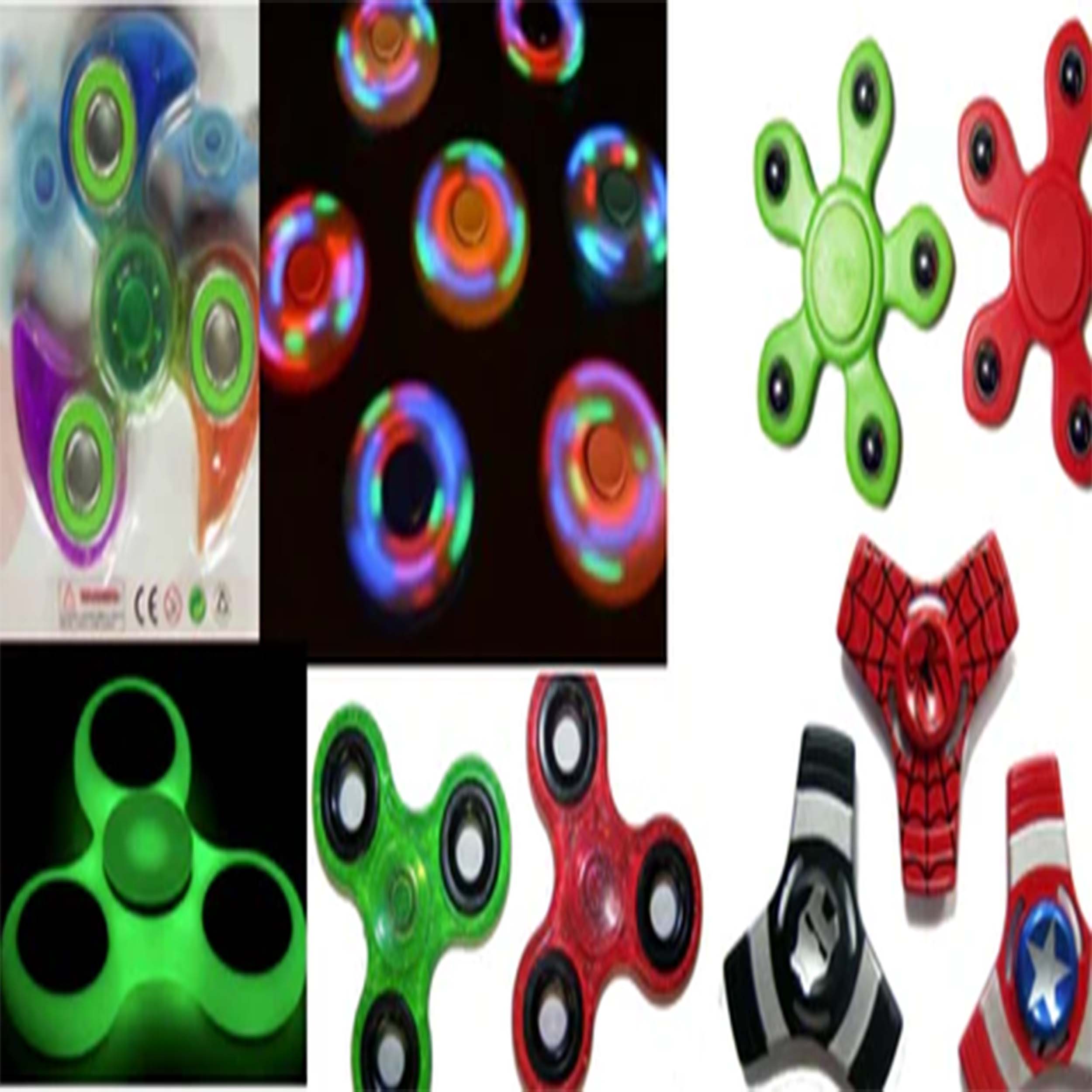 Assorted Mix of All Fidget Spinners Stress Reliever Toy Variety Pack ...