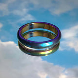 Wholesale Flat 6mm Rainbow Hematite Stone Rings Assorted Sizes (Sold by the piece dozen or 100 pc tray )